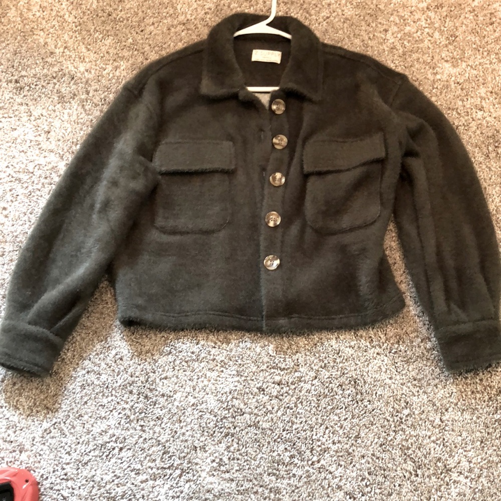 Z Supply Dark Green Crop Jacket - xs